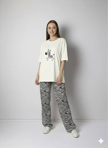 ست تیشرت و شلوار گورخری